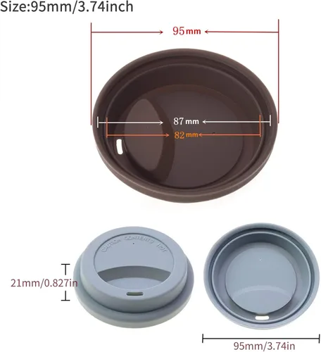 Miniatura 2 de Fundas de silicona para tazas, tapas de silicona reutilizables para tazas, tazas y tazas flexibles, tapas de tazas calientes para café, color negro