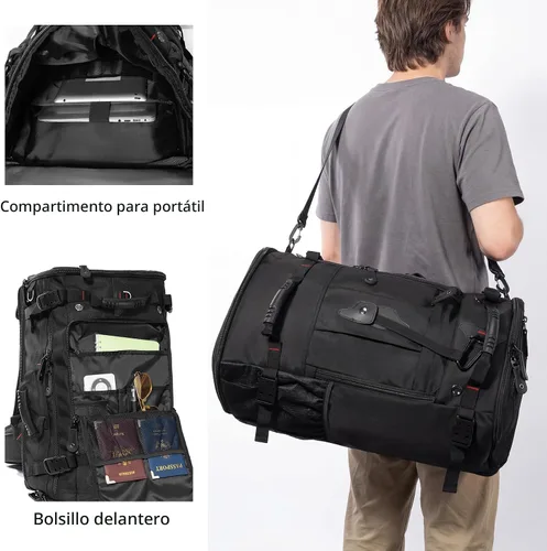 Miniatura 9 de YOUMIAN Mochila de gran capacidad para viajes, senderismo, deportes, bolsa de lona convertible duradera para portátil y avión