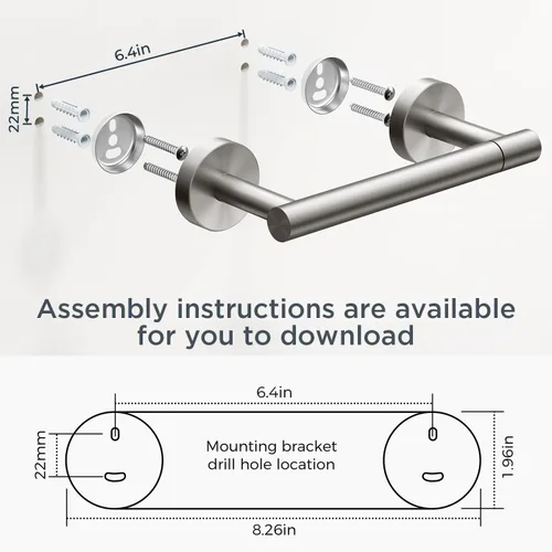 Miniatura 6 de FORIOUS Soporte de pared para papel higiénico, SUS304 de acero inoxidable con doble poste giratorio para rollo de papel higiénico y juego de anillos