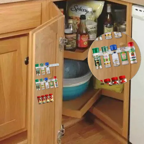 Miniatura 5 de Paquete de 4 pinzas de 20 clips para especias montado en la pared, estante organizador, soporte para almacenamiento de tarros de condimentos, clip