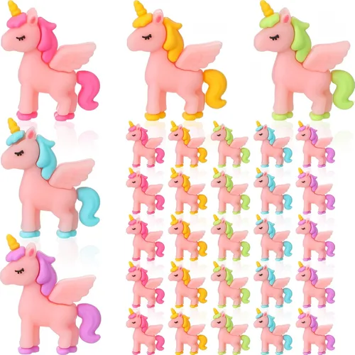 Miniatura 10 de Thyle 10 piezas de mini figuras de unicornio en miniatura para decoración de pasteles, figura de caballo volador para bricolaje, paisaje de musgo