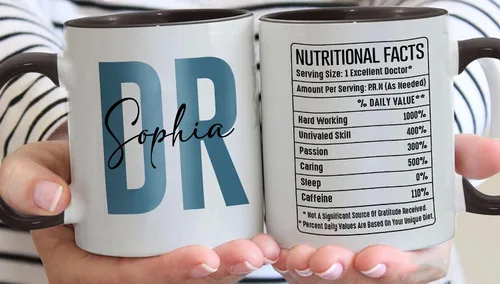 Miniatura 5 de A62227 - Taza de regalo de graduación personalizada con datos nutricionales de doctorado, nombre personalizado y año para mujeres, regalos de nuevo