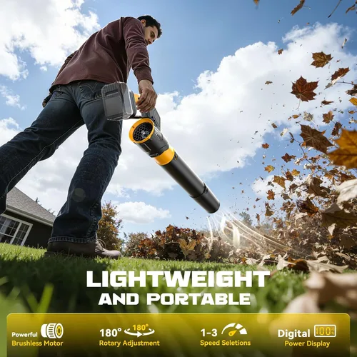 Miniatura 7 de Soplador eléctrico de hojas compatible con batería Dewalt de 20 V (no incluida), soplador de hojas inalámbrico giratorio de 180°, 3 velocidades