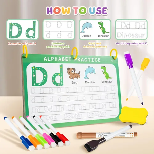 Miniatura 5 de Fabeto Actividades de aprendizaje preescolar Libro de trabajo educativo: Libro de seguimiento de práctica de escritura a mano de prek - Juguetes
