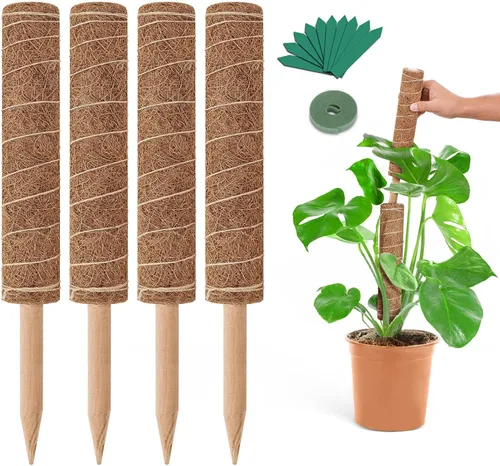 Miniatura 8 de GROWNEER Poste de musgo de 24 pulgadas para plantas de interior, 2 piezas de soporte de tótem de coco apilable de 15 pulgadas, palos de musgo con 15