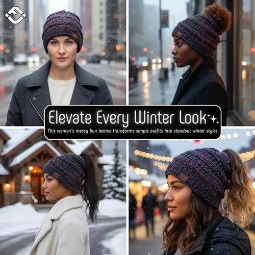 Miniatura 36 de Funky Junque - Gorro para mujer con ranura para cola de caballo