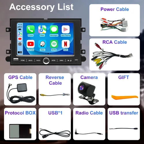 Miniatura 8 de Radio de coche WiFi 5G para Ford F150 F-150 2004-2008, F250/F350 2006-2016, Edge 2007-2010, E150/E250/E350 2009-2014, pantalla táctil estéreo de 7