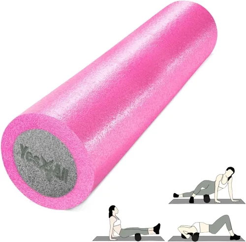 Yes4All Rodillo de espuma EPP de alta densidad con respaldo redondo, rodillo de espuma de ejercicio para yoga, pilates y estiramientos, 12, 18, 24,