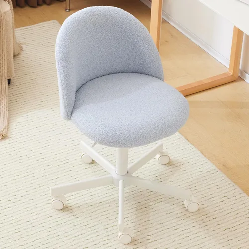 Miniatura 10 de VINGLI Silla Candy sin Brazos, Linda Silla de Escritorio, Cómoda Silla Pequeña de Oficina con Ruedas, Silla de Tocador con Soporte Lumbar, Silla