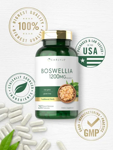 Miniatura 6 de Carlyle Boswellia Cápsulas de extracto 250 unidades Complejo Boswellia Serrata con extracto de pimienta negra Suplemento sin OMG, sin gluten