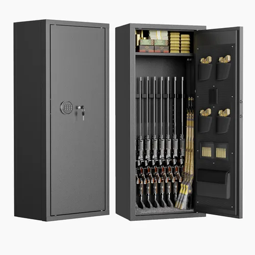 Pataku Caja fuerte para armas 14-16 para rifles y pistolas, cerradura digital con teclado en pistola grande segura para rifles y escopetas, gabinete