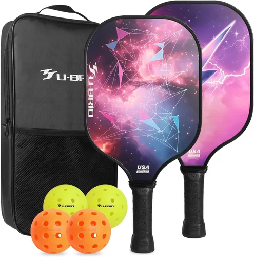 Miniatura 10 de Pickleball Paddles Set of 2 Paddles 4 Balls and 1 Bag Pickleball Set 16MM Fiberglass Pickleball Paddle for Men Women, Pickleball Gifts for Women/Men