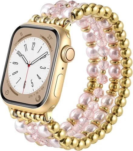 Miniatura 26 de AIRSPO Pulseras de cuentas compatibles con Apple Watch Band de 38, 40, 41, 42, 44 y 45 mm, hechas a mano, para series SE 8, 7, 6, 5, 4, 3, 2, 1