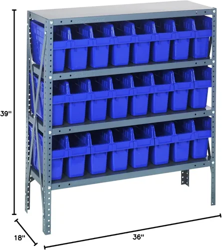 Miniatura 491 de Quantum QSBU-245BK Heavy Duty Shelving Unit with (7) Shelves and (24) QUS245 Black Bins for Garage Warehouse Storage Distribution 400 lb Load