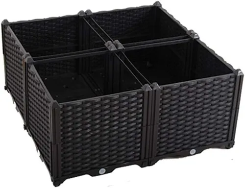 Miniatura 37 de Hershii Kits de cama elevada de jardín, contenedores rectangulares de plástico para plantas profundas, para interiores y exteriores, verduras, Blanco
