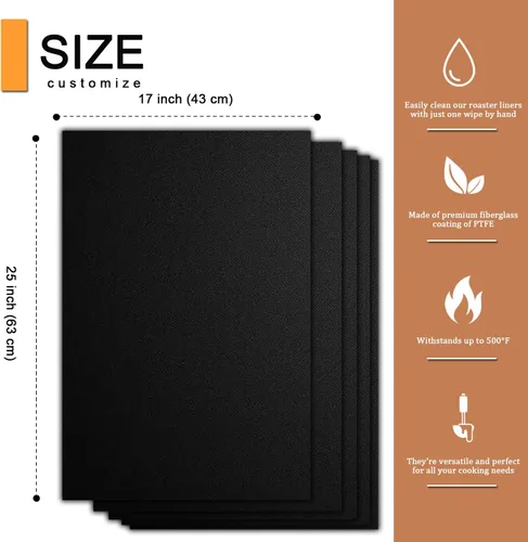 Miniatura 3 de Revestimientos para horno para la parte inferior del horno, paquete de 5 tapetes grandes y resistentes, 17 x 25 pulgadas, antiadherentes