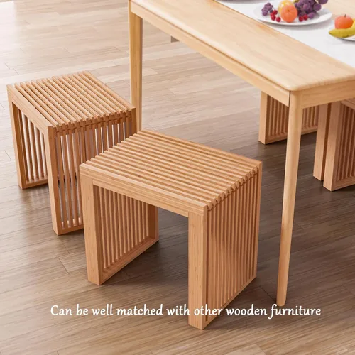 Miniatura 2 de APRTAT Banco de comedor de bambú para interiores, banco pequeño de entrada, zapatero, bancos de madera modernos para exteriores, de 17 pulgadas