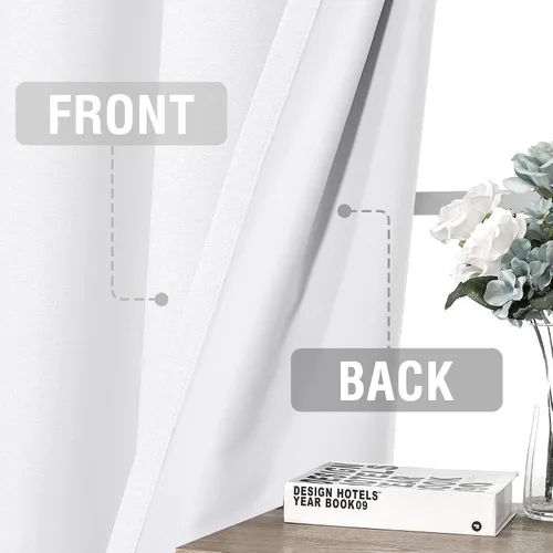 Miniatura 33 de H.VERSAILTEX - Cortinas 100% opacas con aislamiento térmico, texturizadas, de lino, con bloqueo de calor y luz completa, p/sala de estar y Roble