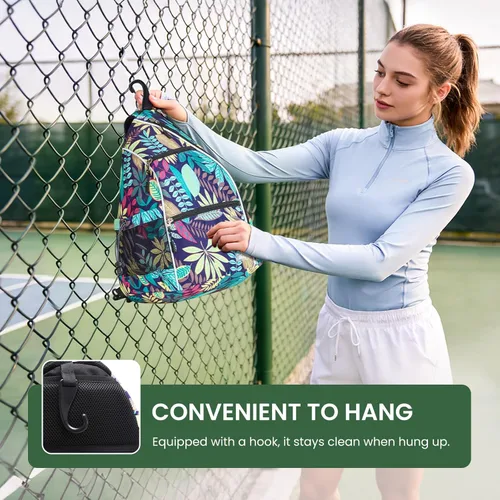 Miniatura 9 de Sucipi Pickleball Bag - Men's & Women's Pickleball Backpack, Adjustable Sling Bag w/Fence Hook/Large Capacity/Safety Pocket Púrpura (Purple Leaf)