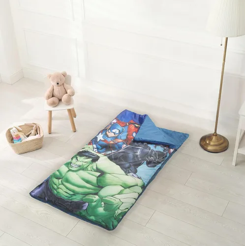 Miniatura 5 de Jay Franco Marvel Avengers Battle Formation Saco de Dormir - Saco de dormir ligero para niños, acogedor y cálido, con Capitán América, Iron Man