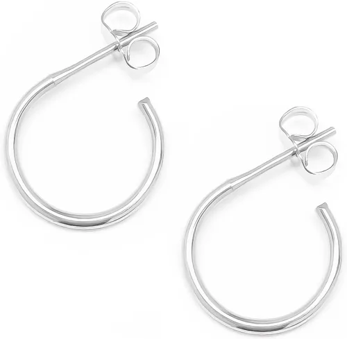 Miniatura 7 de Aretes de aro de plata de ley, plata de ley 925, 0.472 in, 16 ga, aretes de aro para mujer, aretes de aro de plata hipoalergénica, aretes de aro