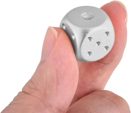 Miniatura 7 de DS. DISTINCTIVE STYLE Dados de aleación de aluminio 5 piezas 16 mm, dados de metal portátiles con estuche, dados de 6 caras para juego de fiesta