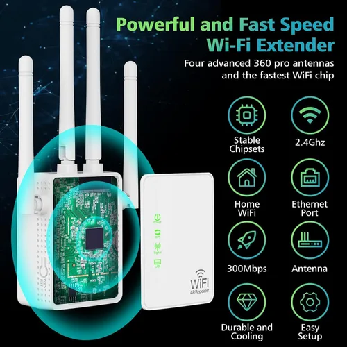 Miniatura 2 de Amplificador de señal WiFi de hasta 10000 pies cuadrados y 55 dispositivos, extensor de alcance WiFi, repetidor de Internet inalámbrico