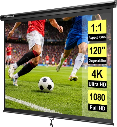 Miniatura 10 de VIVOHOME Pantalla de proyector desplegable 16:9 de 80 pulgadas, pantalla de película retráctil HD 4K para cine en casa y oficina en interiores, Negro