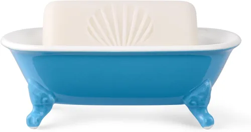 Miniatura 15 de Bañera decorativa en miniatura con patas de garra de cerámica de 6.5", jabonera para jabón en barra, soporte para esponja de cocina y bandeja