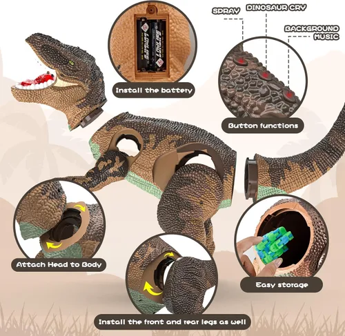 Miniatura 3 de Juguetes de dinosaurio grande para niños de 3 a 9 años, juguete de figura de dinosaurio grande Tyrannosaurus rex con almacenamiento en la barriga