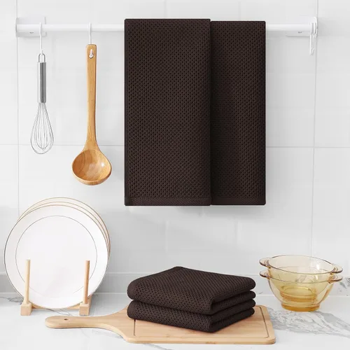 Miniatura 265 de Kitinjoy - Paños de cocina de 100 % algodón, tela de tejido gofrado, paño de limpieza ultrasuave, absorbente y de secado rápido. Beige