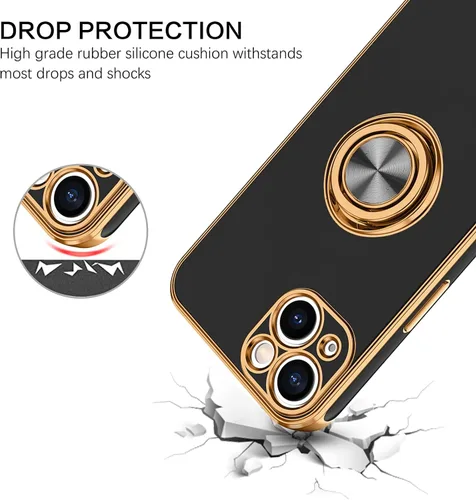 Miniatura 3 de BENTOBEN Funda para iPhone 13, funda para iPhone 13, ajuste delgado, soporte de anillo de 360°, soporte magnético para automóvil, soporte para Negro
