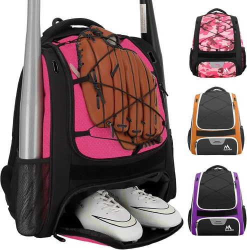 Miniatura 12 de Hsmihair Bolsa de béisbol - Mochila de béisbol para béisbol, compartimento principal grande, softball y equipo para jóvenes y adultos