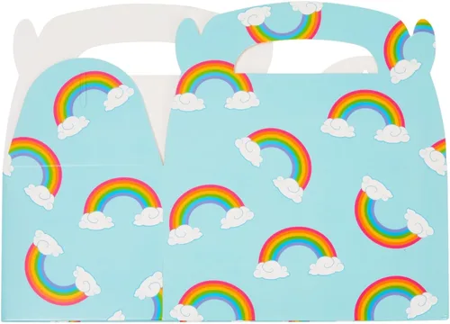 Miniatura 8 de Blue Panda Paquete de 24 cajas de recuerdos de fiesta a dos aguas de arco iris, caja a dos aguas fácil de desplegar con asa incorporada, bolsas