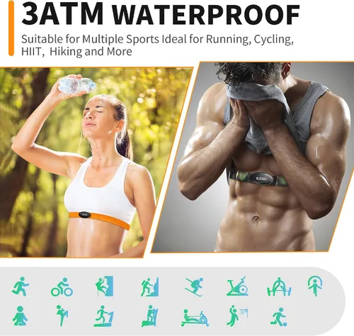 Miniatura 6 de EZON Heart Rate Monitor Chest Strap C009Pro,ANT+& Bluetooth 5.1 Dual Protocol,Up to 400H Battery Life,Compatible with Negro