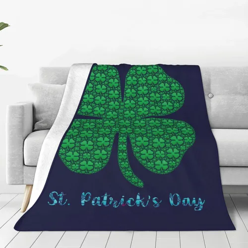 Miniatura 13 de Manta del día de San Patricio, manta decorativa de tréboles verdes irlandeses para primavera, 40 x 50 pulgadas, manta de franela suave para viajes
