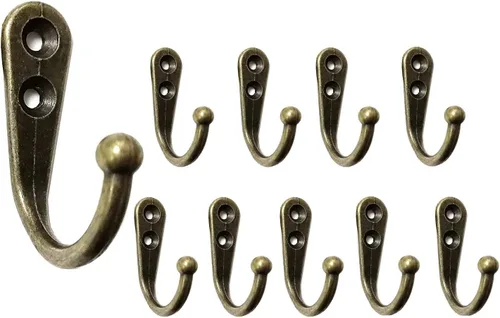 Paquete de 12 ganchos de metal para colgar ropa, chaquetas, batas, toallas, sombreros, llaves, bolsas, tazas, color bronce