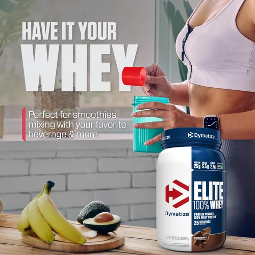 Miniatura 6 de Dymatize Elite Proteína de suero 100% en polvo, Chocolate, 25g de proteína, 5.5g de BCAA, Menos de 140 calorías, Sin gluten, 3g de carbohidratos, 2g