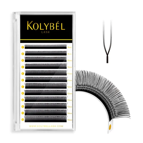 KOLYBEL Extensiones de pestañas en U 2D UU 0.07 C, rizo C tejidas a mano, en forma de U, pestañas Easy Fan de 0.315-0.591 in, volumen ruso