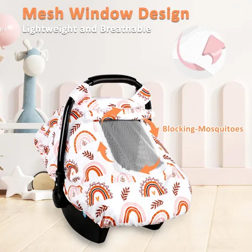 Miniatura 6 de Pea Pod Funda de Asiento de Automóvil para Bebé Niñas, Fundas de Asiento de Automóvil Infantil Arcoíris con Capota para Recién Nacidos, 2 Capas