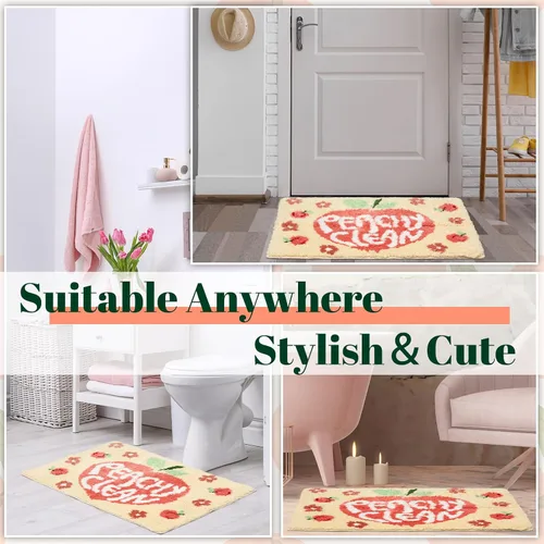 Miniatura 4 de Timgle Peachy Clean - Alfombra de baño de color durazno, antideslizante, suave, absorbente de agua, bonita, alfombra de baño estética, bonita