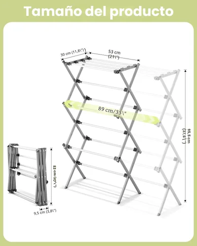 Miniatura 2 de APEXCHASER Estante de Secado de Ropa, Perchero Plegable para Ropa, Estante de Secado de Lavandería Expandible, Pequeño Perchero para Ropa de Bebé