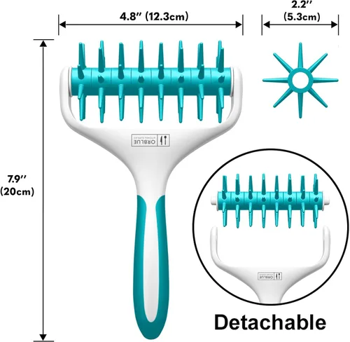 Miniatura 3 de Orblue Perforador de Masa de Pizza, Rodillo de Pastelería con Pinchos, Herramienta de Perforación de Pizza para Cocina Doméstica y Comercial - Azul