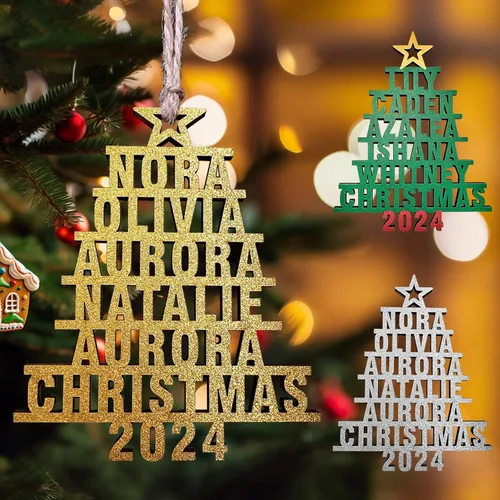 Miniatura 12 de Adornos de Navidad personalizados 2025 con nombres, adornos de madera personalizados de Navidad, adornos de pata personalizados, regalos