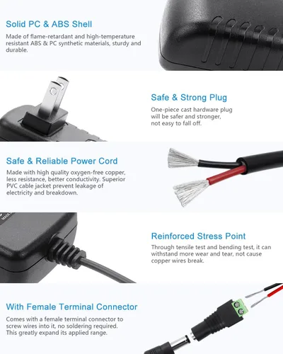 Miniatura 4 de ALITOVE Adaptador de fuente de alimentación de 24V 1A 24W DC 100~240V AC a DC 24 voltios 1 Amp Convertidor 24 VDC 1000mA 800mA 600mA 400mA 200mA