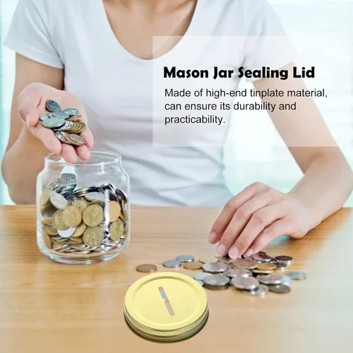 Miniatura 8 de ARTIBETTER 25 tapas de ranura para monedas para frascos de boca regular, alcancías de 2.756 in