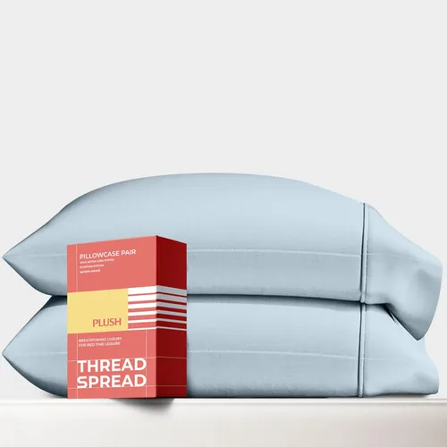 Miniatura 9 de Thread Spread Fundas de Almohada de Algodón Egipcio 100% Tamaño Estándar/Queen Juego de 2 - Fundas de Almohada Beige Satén de Lujo con Cuenta