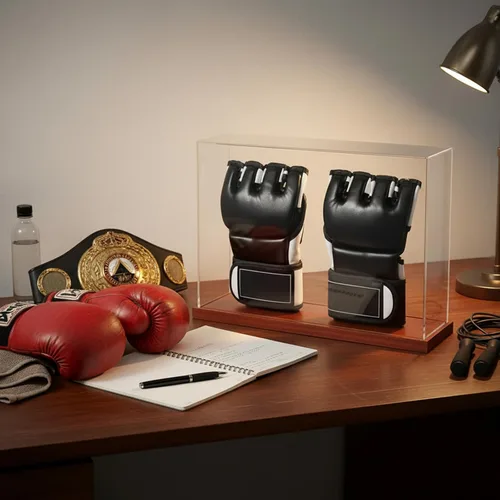 Miniatura 5 de MMA - Vitrina de guantes - Sin montaje - Escaparate de acrílico transparente con base de madera, caja de recuerdos y coleccionables con protección