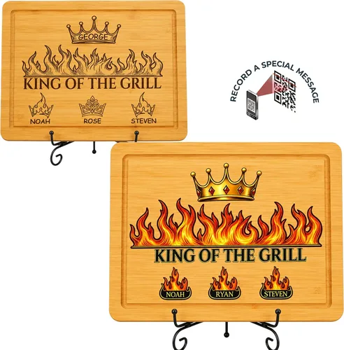 Tablas de cortar personalizadas para papá, regalo de Navidad personalizado para papá, rey de los hombres de barbacoa, tabla de cortar barbacoa,