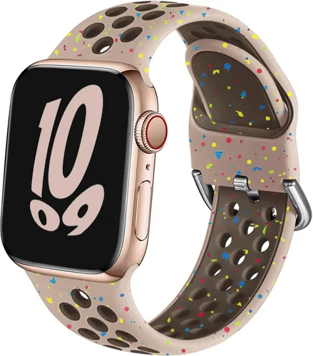 Miniatura 11 de Correa deportiva compatible con Apple Watch 42mm 44mm 45mm 46mm 49mm 38mm 40mm 41mm para mujeres y hombres, correa de repuesto transpirable de Negro
